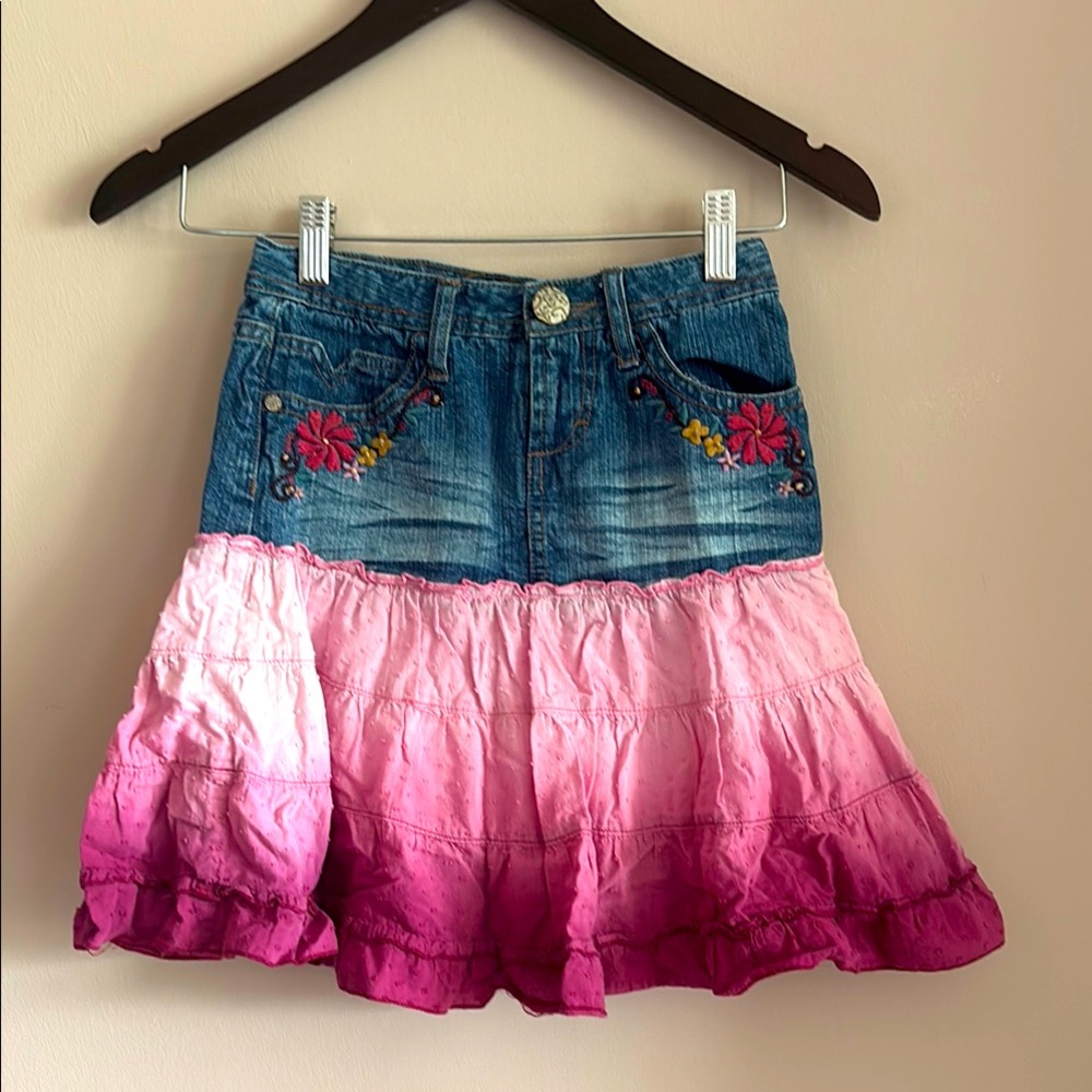 Squeeze Denim and Pink Floral Skater Skirt